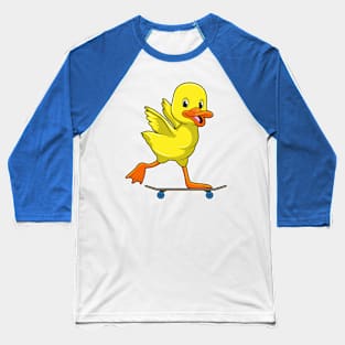 Duck as Skater with Skateboard Baseball T-Shirt